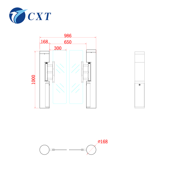  Checkpoint Single Pole Glass Swing Turnstile