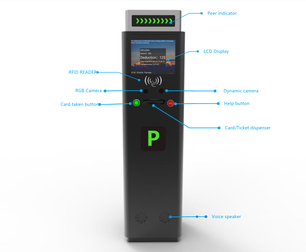  Ticket parking management dispenser with rfid card reader with camera for facial detection CXT