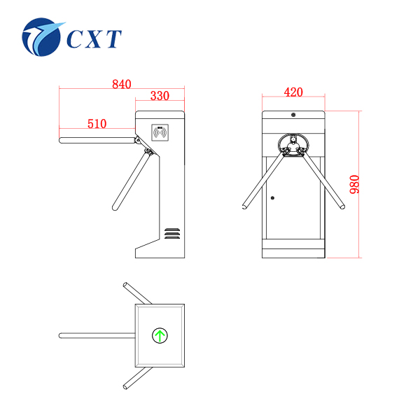 Vertical Compact Tripod Turnstile Gate Single Directional For Indoors