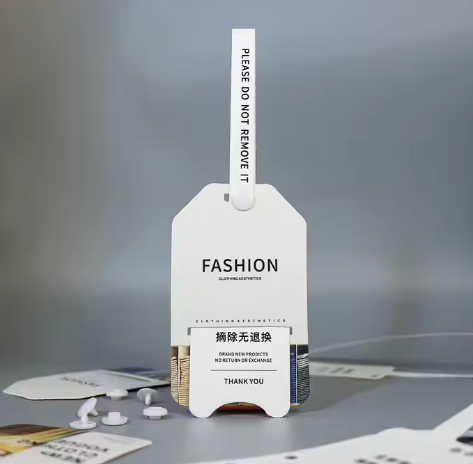 Customized Logo Luxury Clothing Garment Hanging Card Transparent PVC Plastic Paper Clothes Jeans Hang Tags