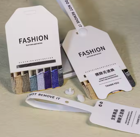 Customized Logo Luxury Clothing Garment Hanging Card Transparent PVC Plastic Paper Clothes Jeans Hang Tags