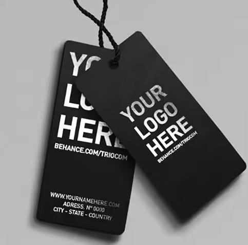 High Quality Custom Clothing Hanging Label Tag Printed Logo White Square Paper Hang Tag for Clothing Brand Hang Tags