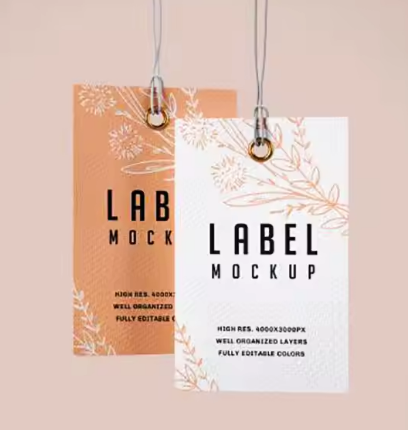High Quality Custom Clothing Hanging Label Tag Printed Logo White Square Paper Hang Tag for Clothing Brand Hang Tags