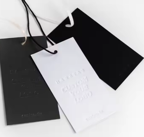 Wholesale Custom Clothing Cloth hang Tag Cotton Garment Swing Tag Fabric Hangtags