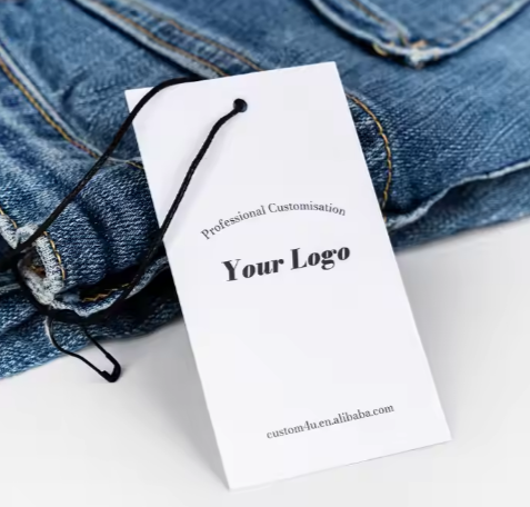 Wholesale Custom Clothing Cloth hang Tag Cotton Garment Swing Tag Fabric Hangtags