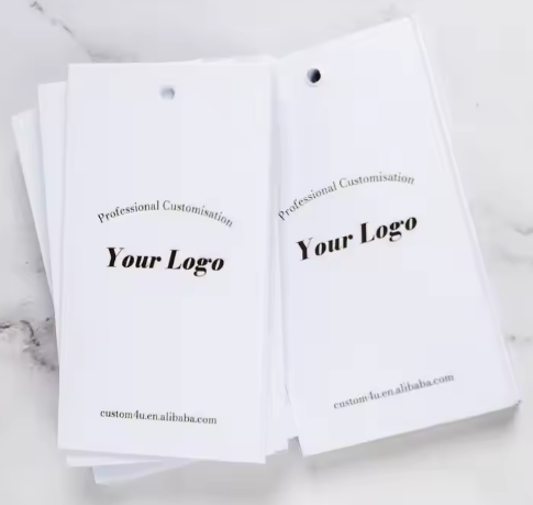 Custom Printed Own Logo Label Paper Clothing Hang Tags Swing Price Hangtag Clothes Hang Tags