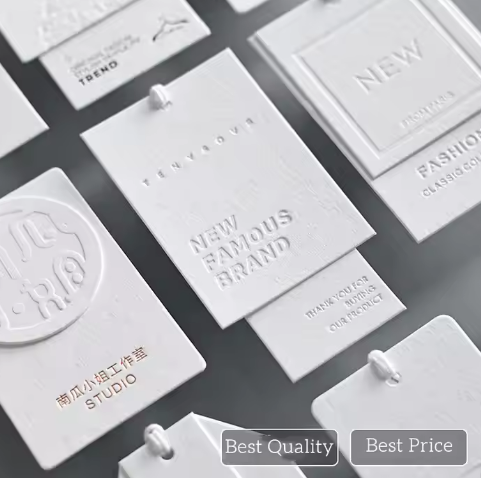 Custom Printed Own Logo Label Paper Clothing Hang Tags Swing Price Hangtag Clothes Hang Tags