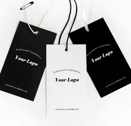 Custom Printed Own Logo Label Paper Clothing Hang Tags Swing Price Hangtag Clothes Hang Tags