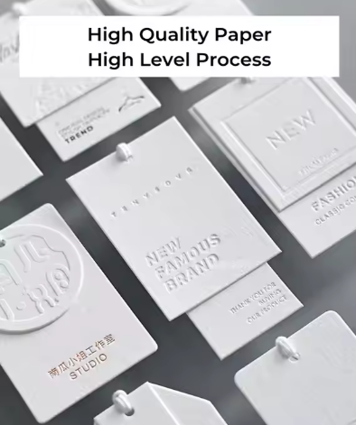 Custom Printed Own Logo Label Paper Clothing Hang Tags Swing Price Hangtag Clothes Hang Tags